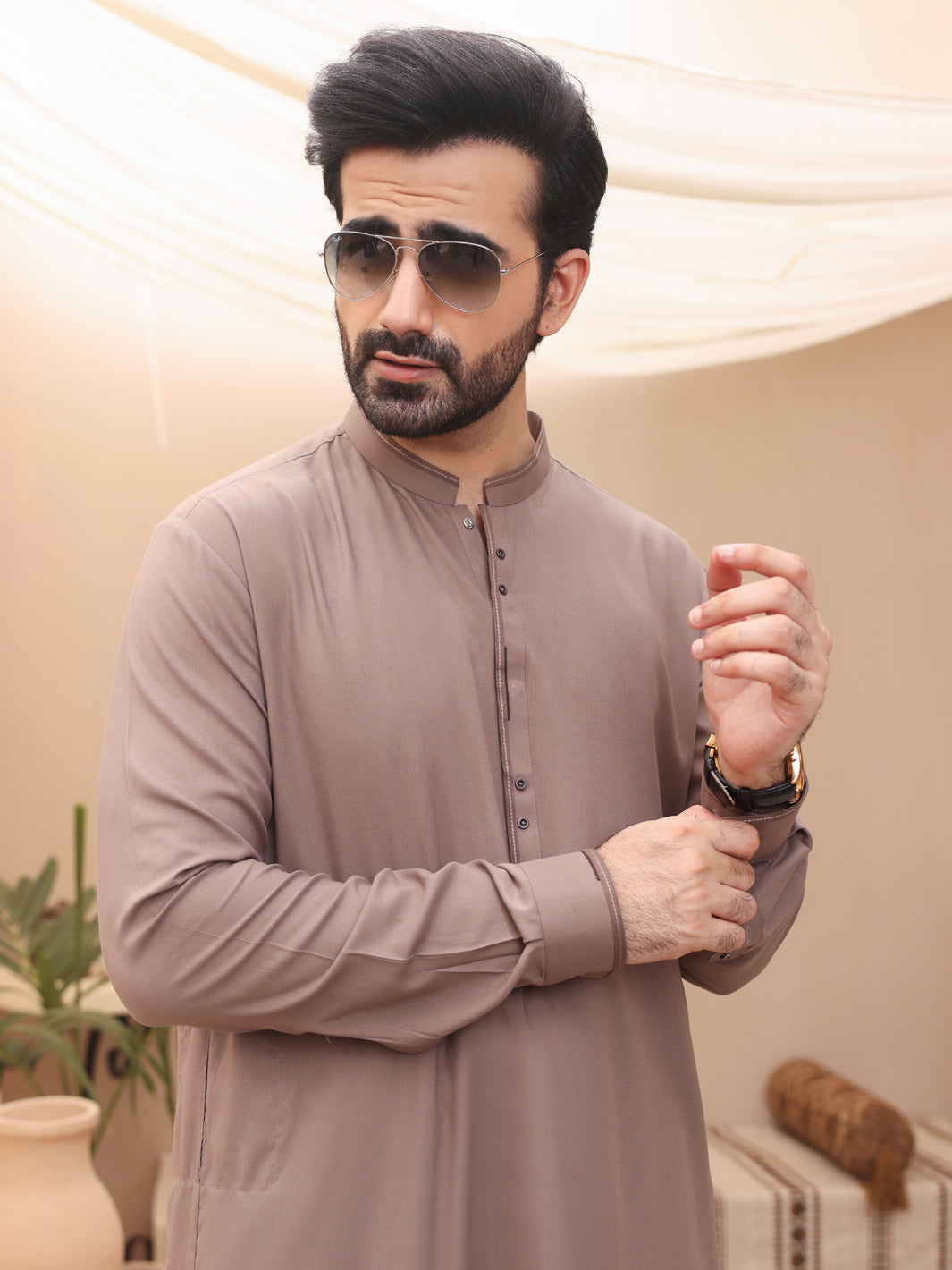 Light Brown Kurta Shalwar - AL-KS-2636