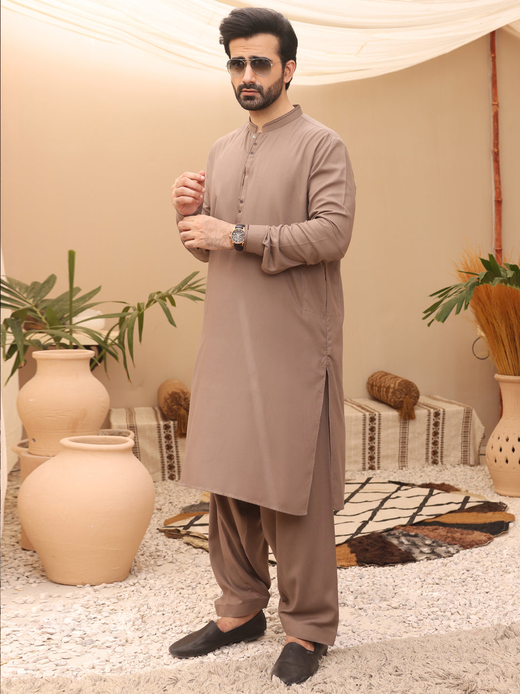 Light Brown Kurta Shalwar - AL-KS-2636