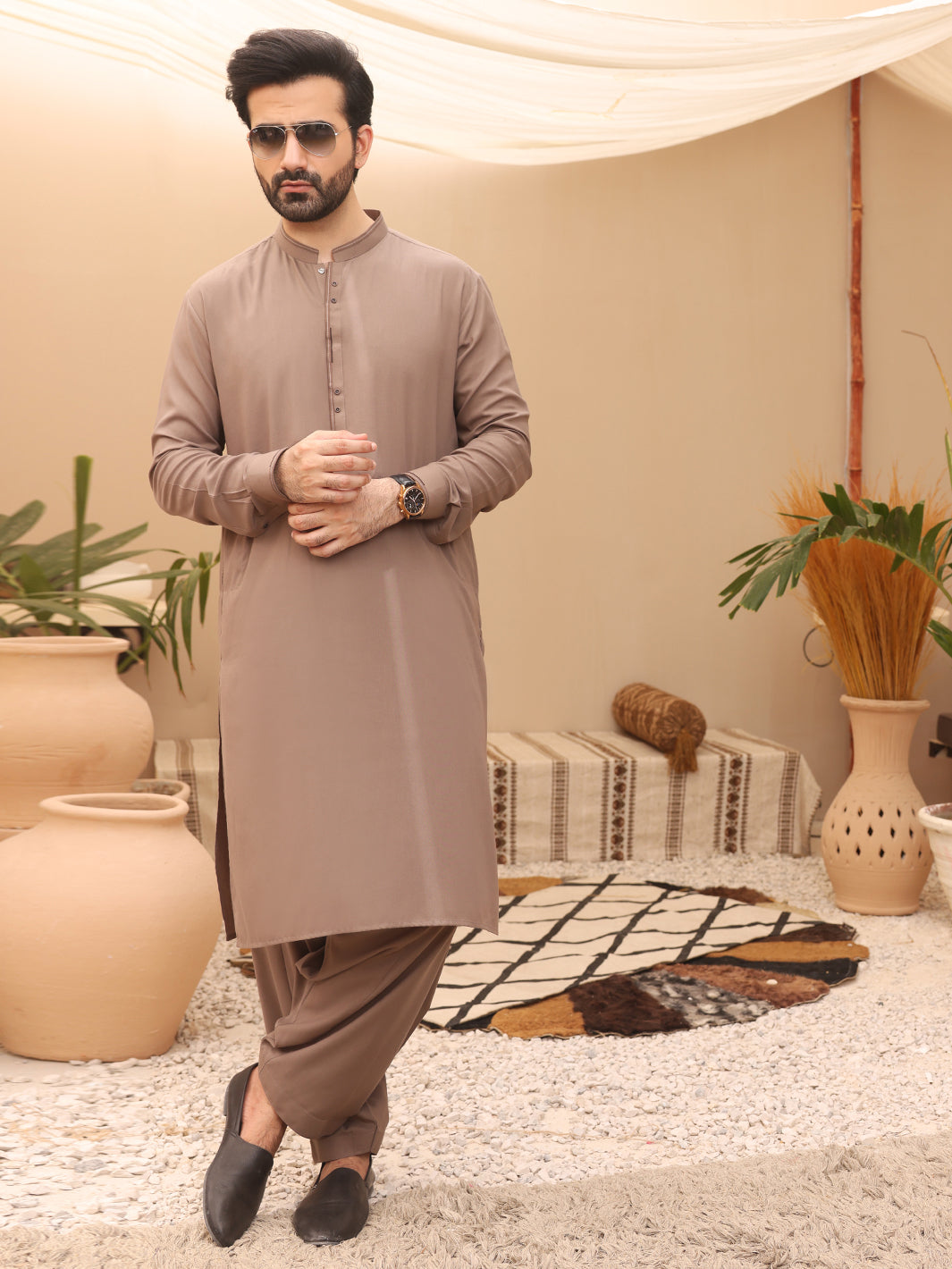 Light Brown Kurta Shalwar - AL-KS-2636