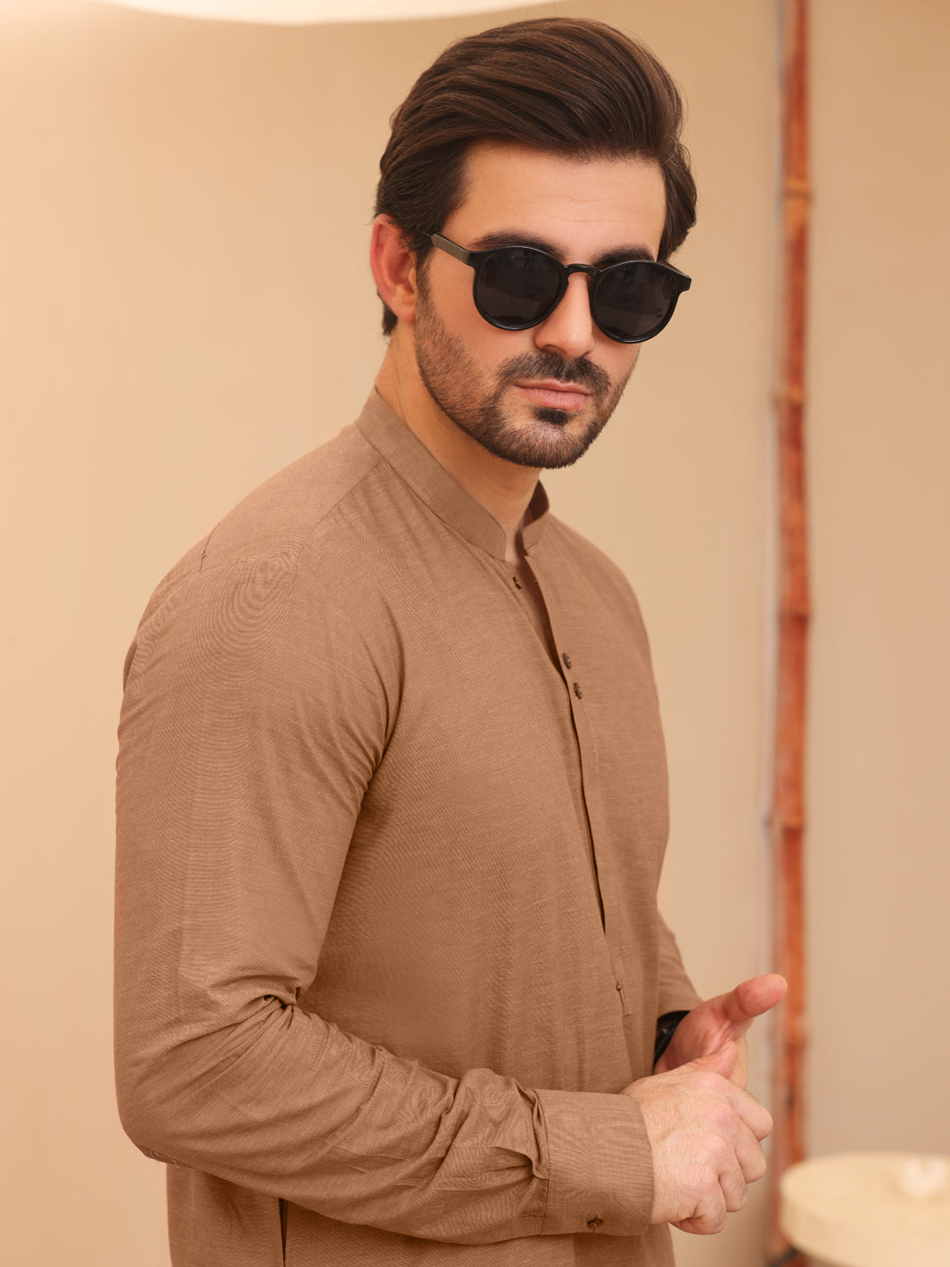Brown Cotton Kameez Shalwar - AL-KS-2638