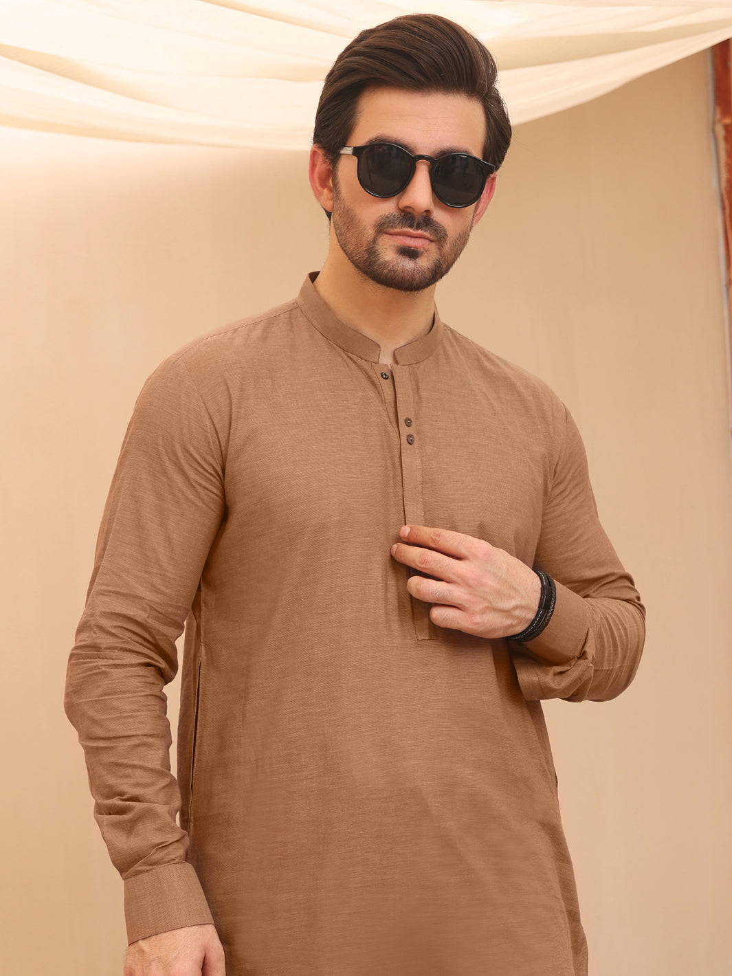 Brown Cotton Kameez Shalwar - AL-KS-2638