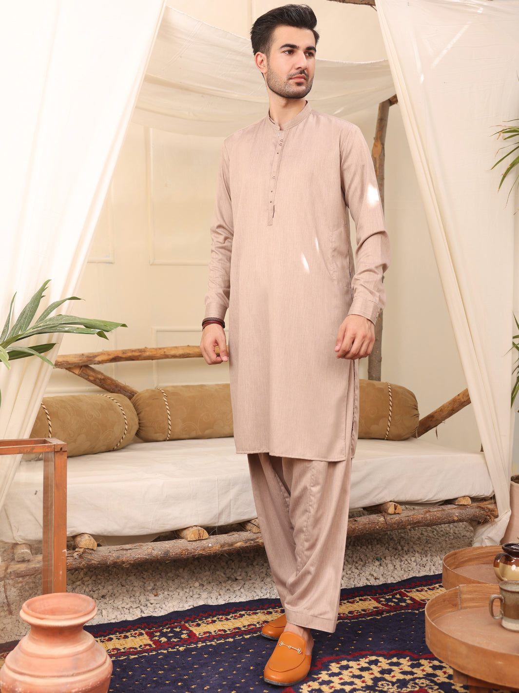 Light Brown Kurta Shalwar - AL-KS-2643