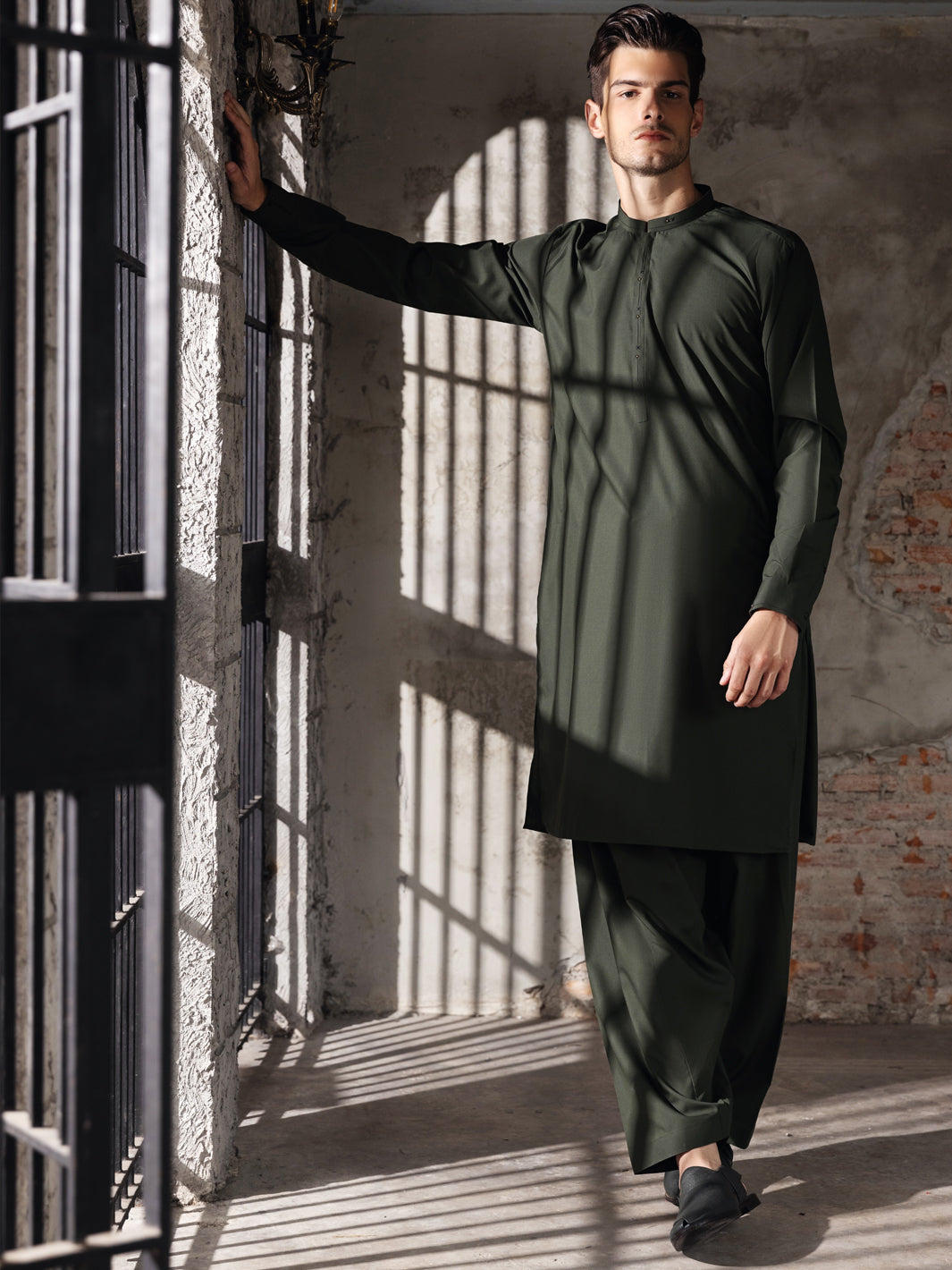Green Blended Kameez Shalwar -AL-KS-2740