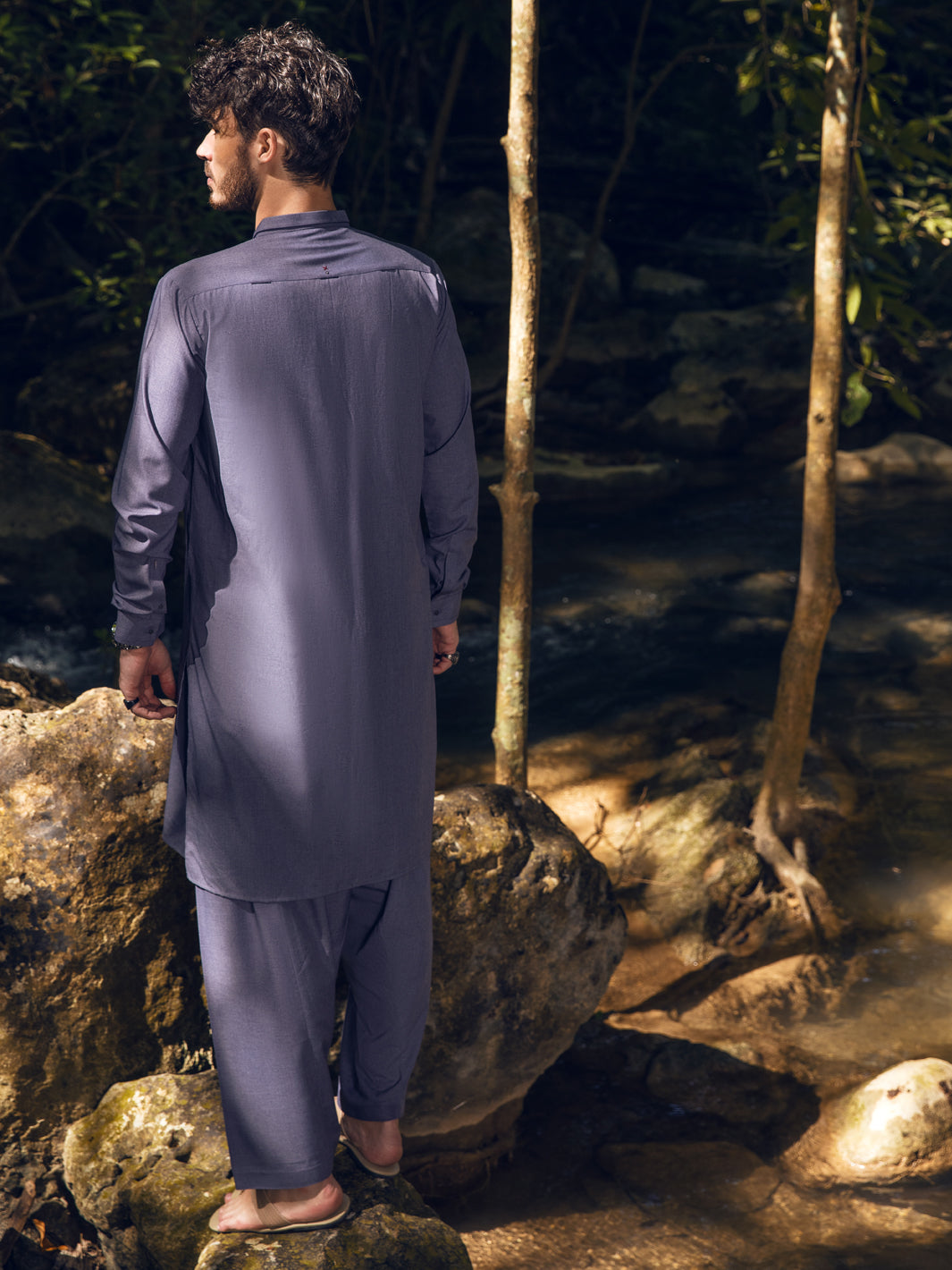 Grey Blended Kameez Shalwar - AL-KS-2813