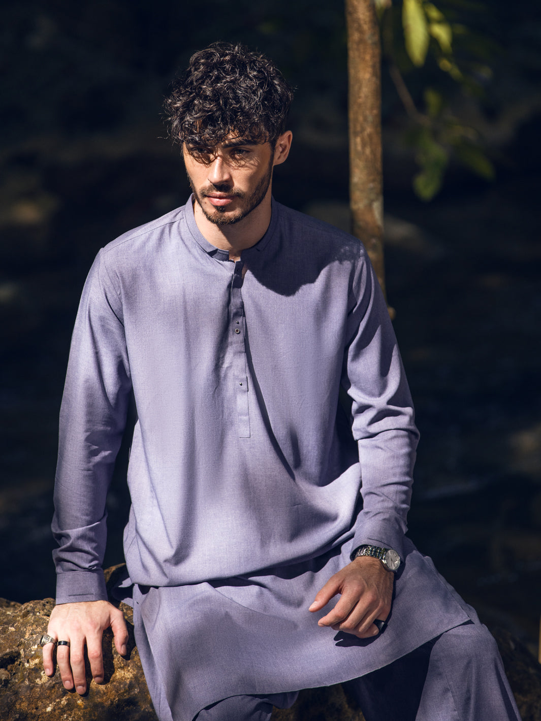 Grey Blended Kameez Shalwar - AL-KS-2813