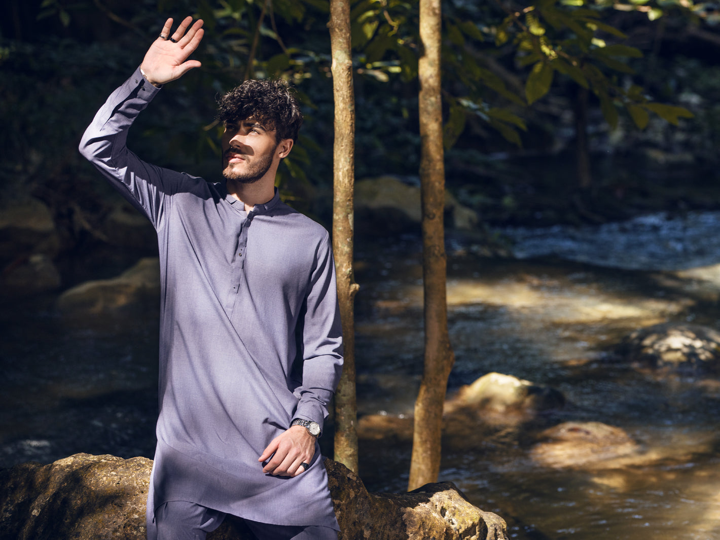 Grey Blended Kameez Shalwar - AL-KS-2813