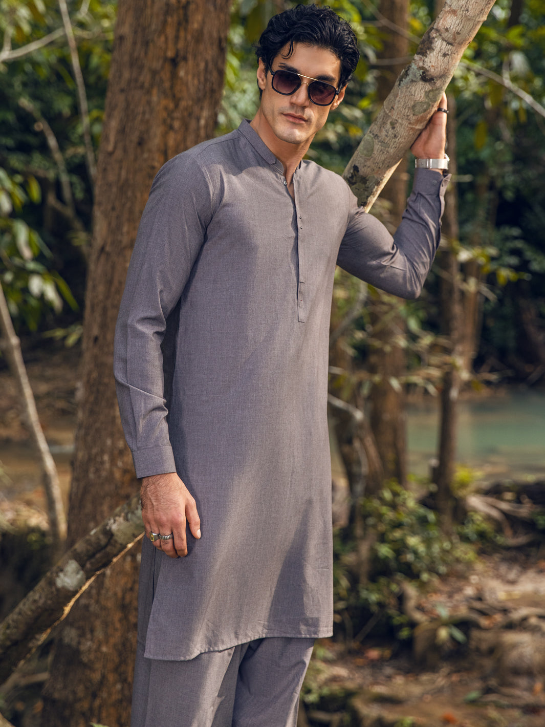 Grey Blended Kameez Shalwar - AL-KS-2826