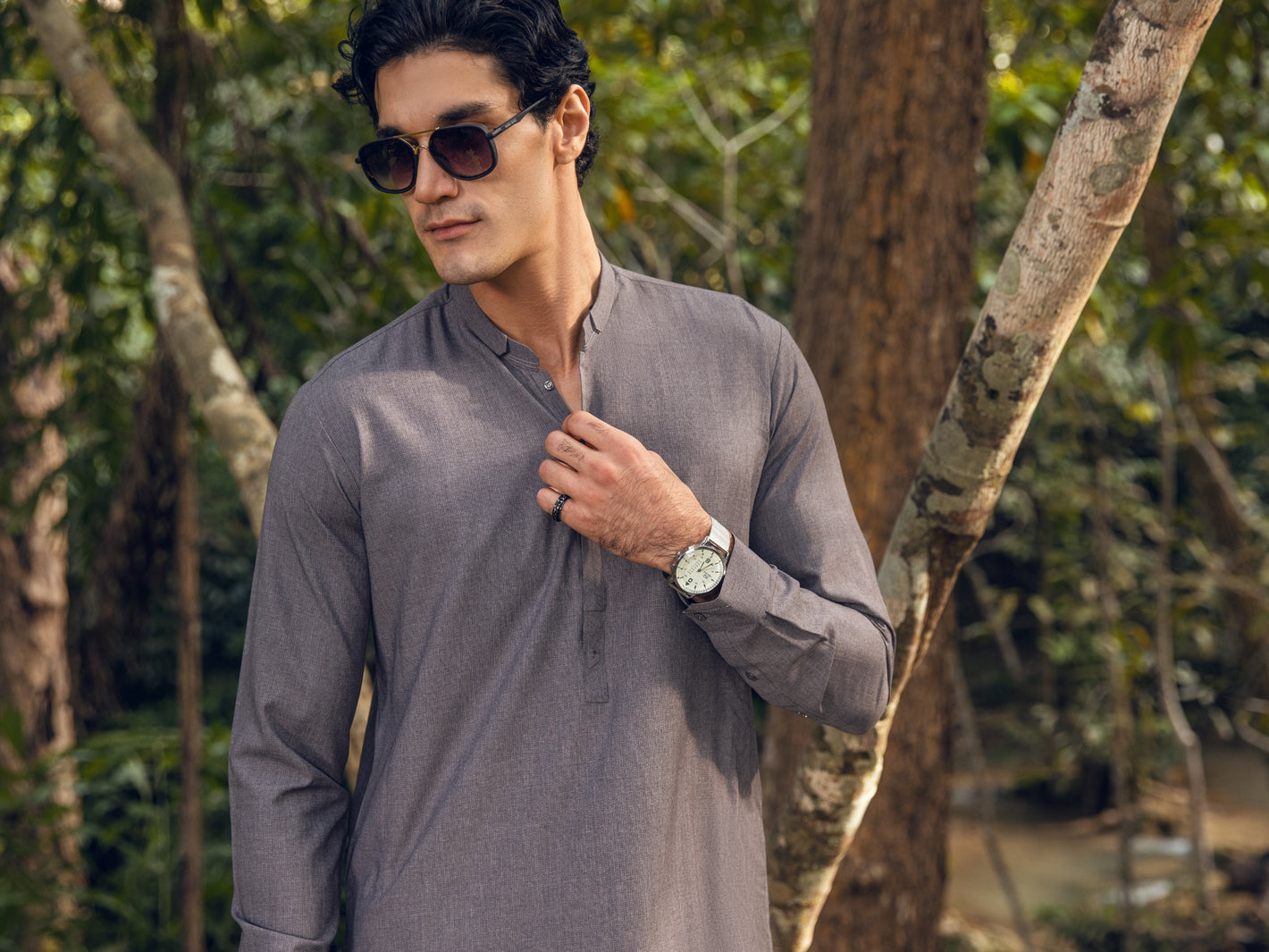 Grey Blended Kameez Shalwar - AL-KS-2826
