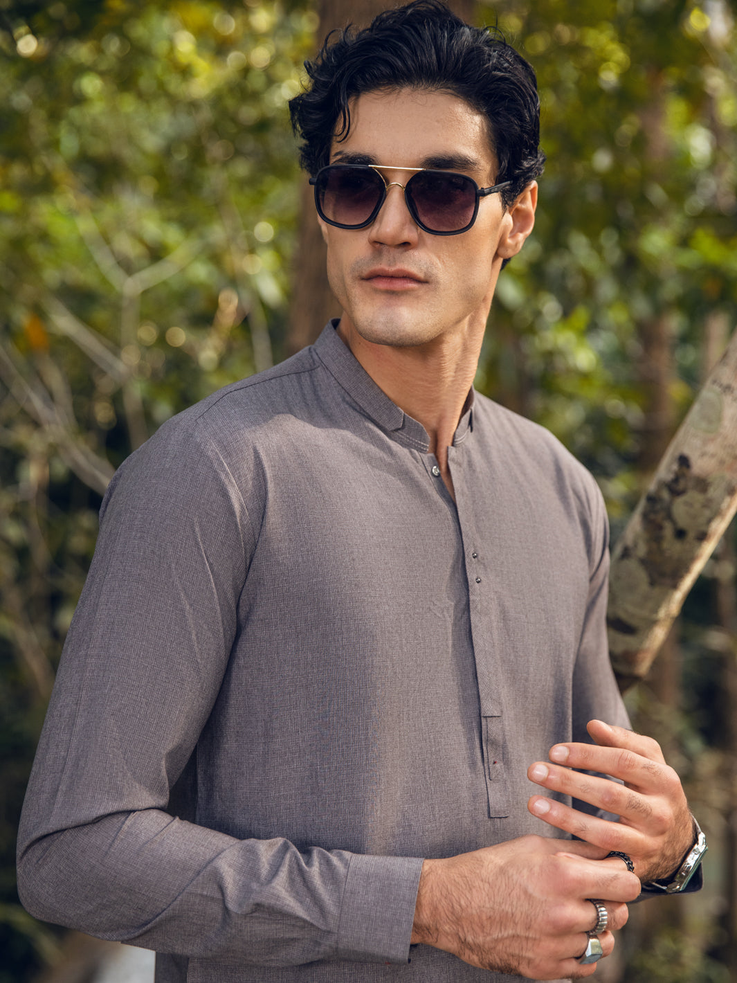 Grey Blended Kameez Shalwar - AL-KS-2826