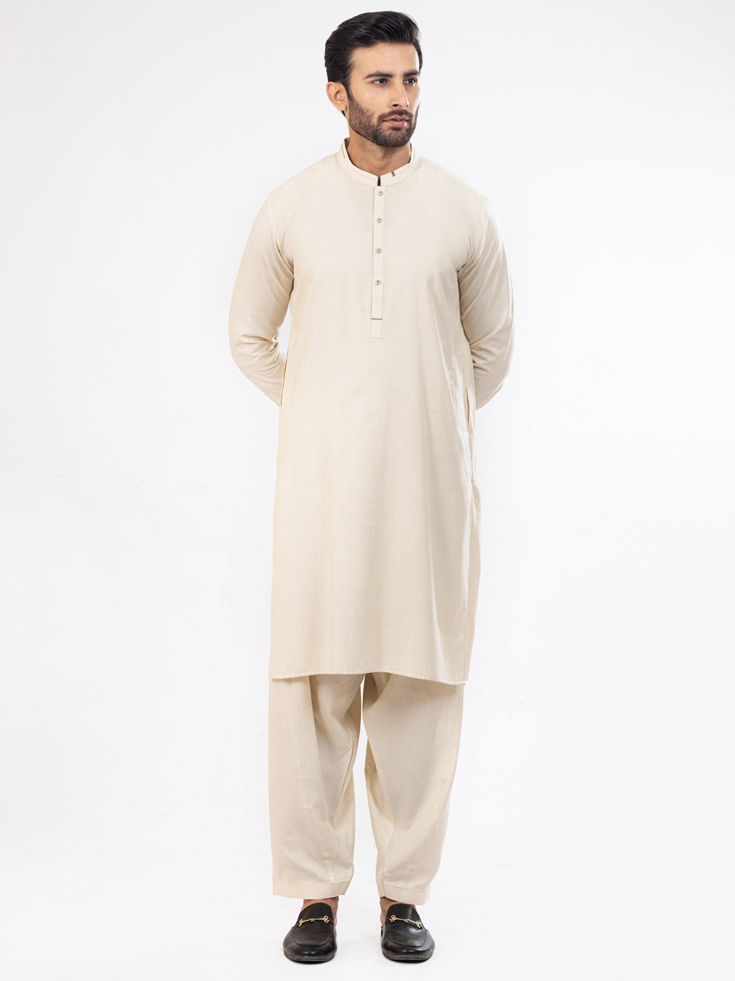 Cream Blended Kameez Shalwar - AL-KS-2832