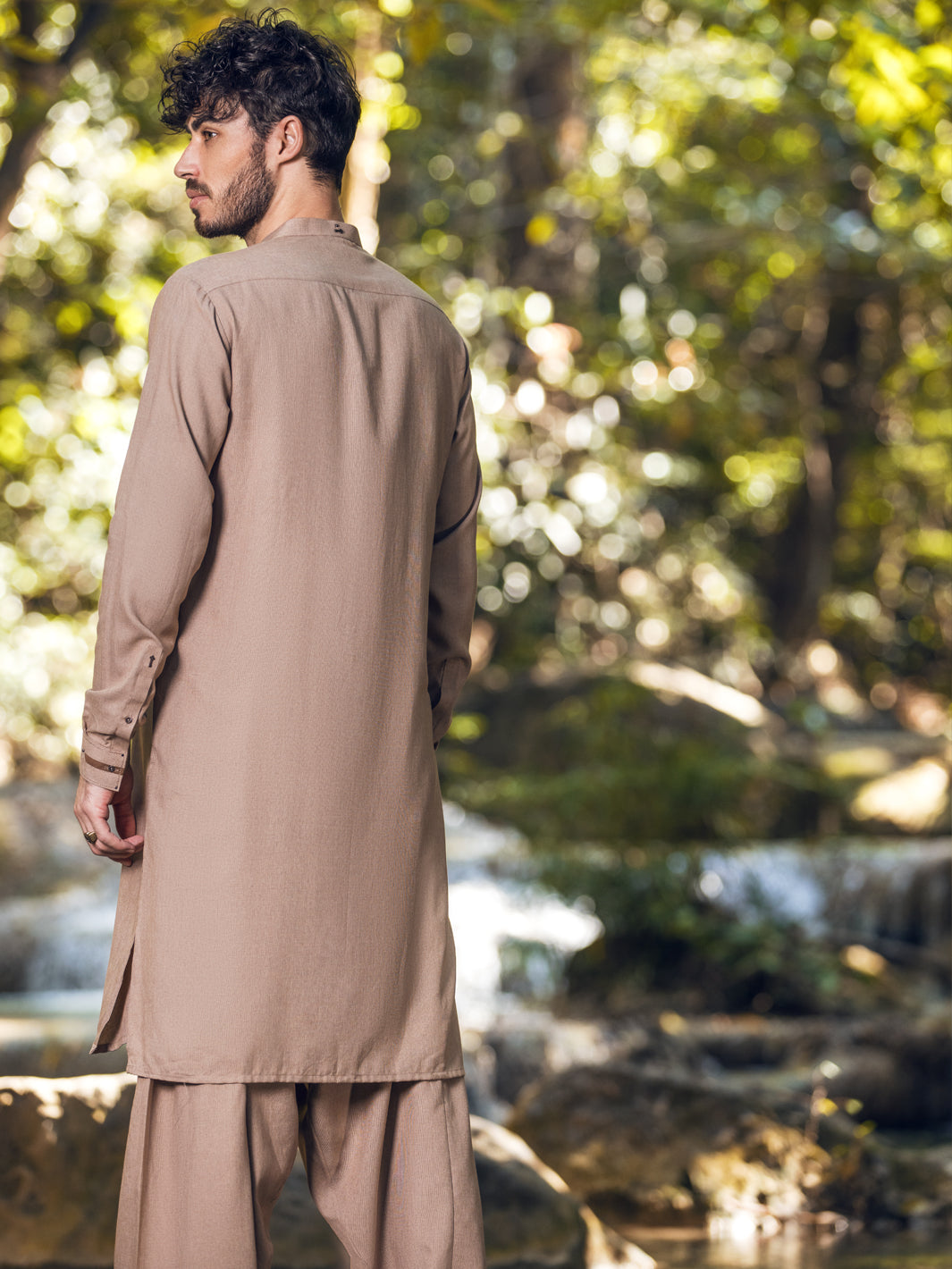 Beige Blended Kameez Shalwar - AL-KS-2847