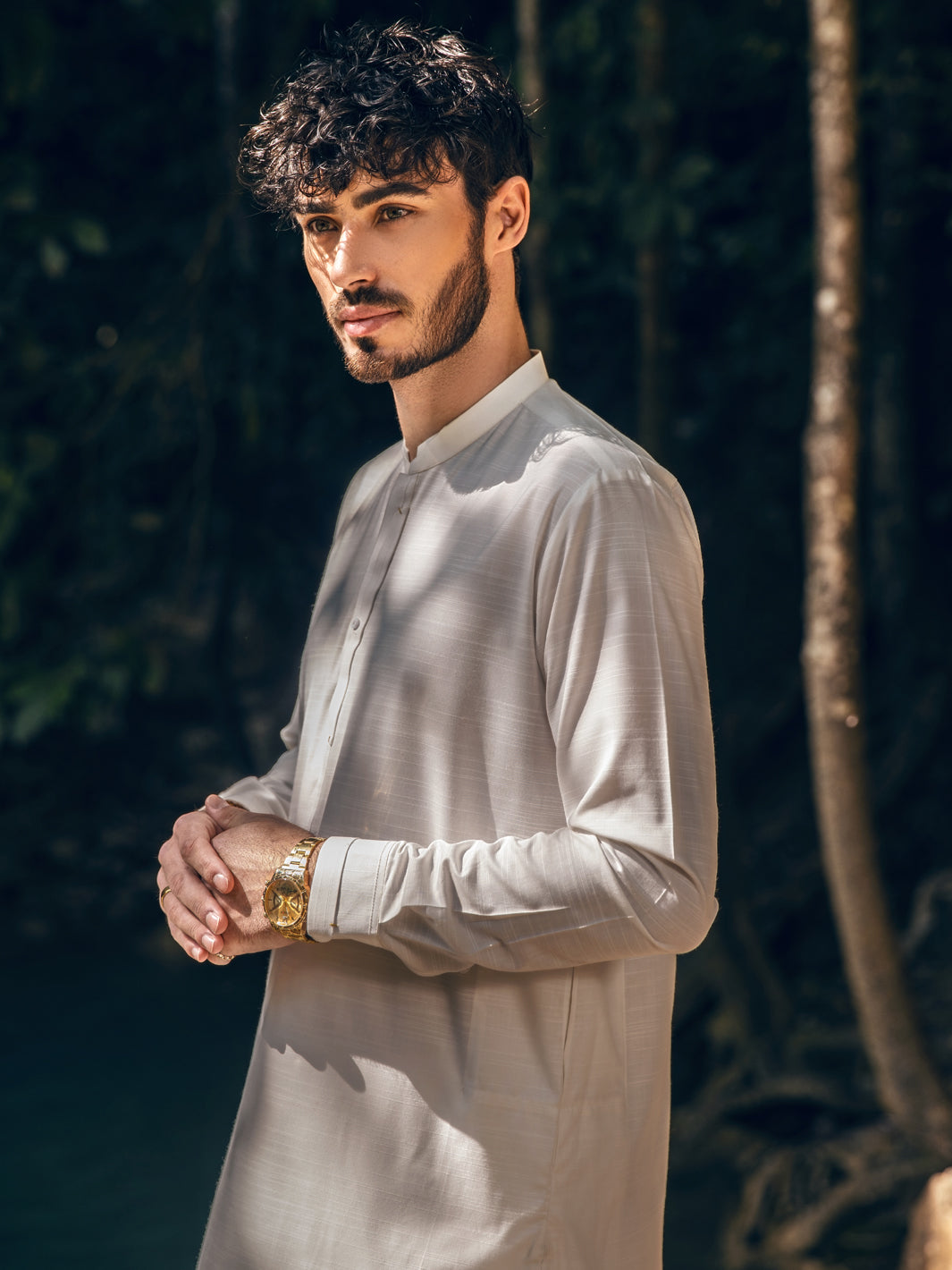 White Blended Kameez Shalwar - AL-KS-2851