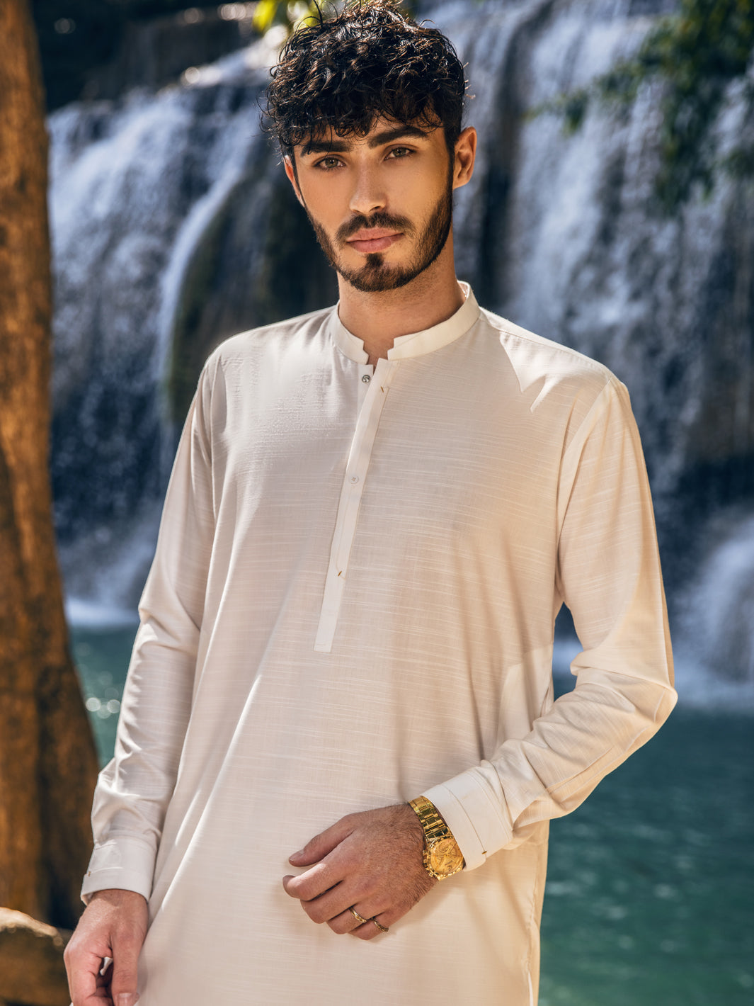 White Blended Kameez Shalwar - AL-KS-2851