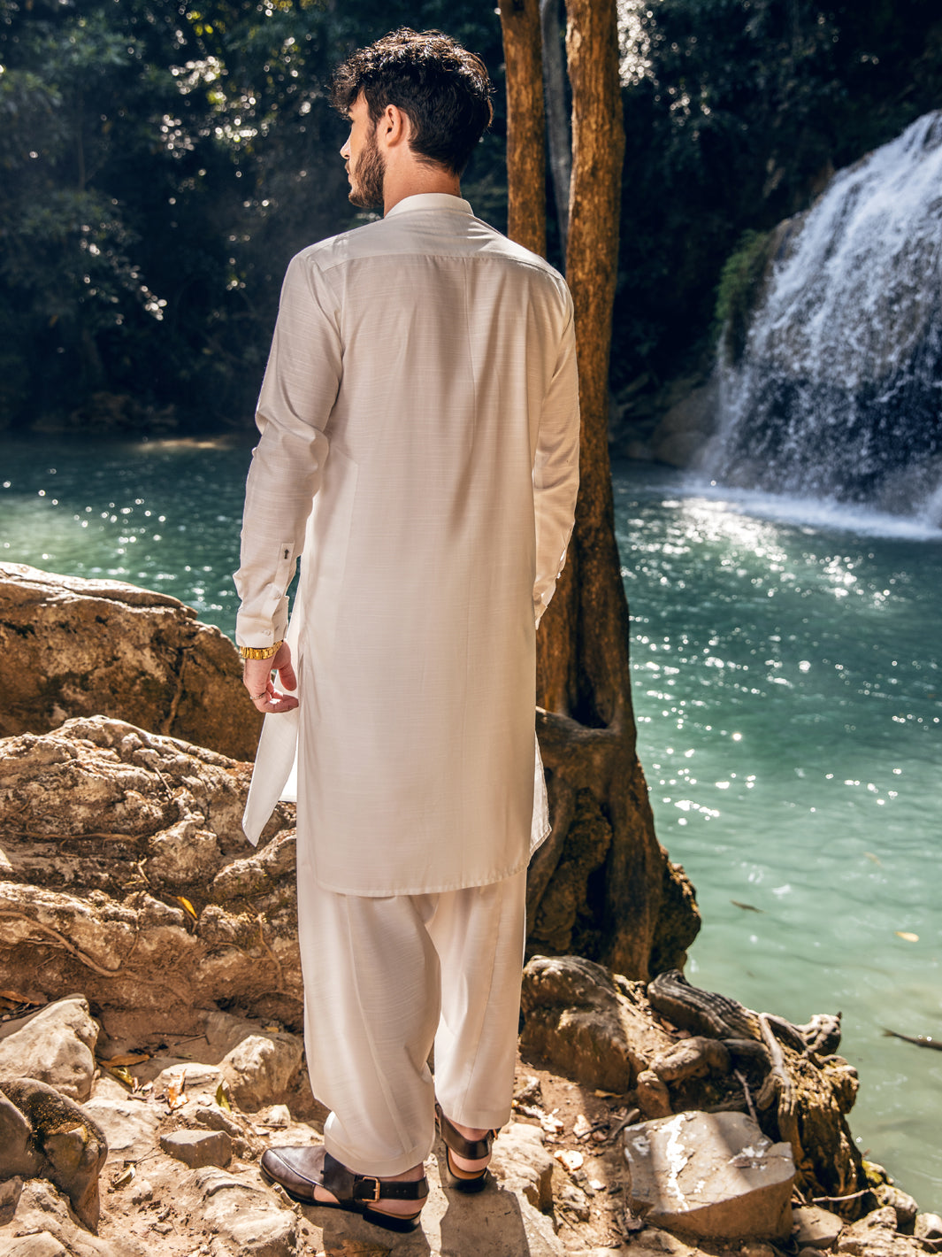White Blended Kameez Shalwar - AL-KS-2851