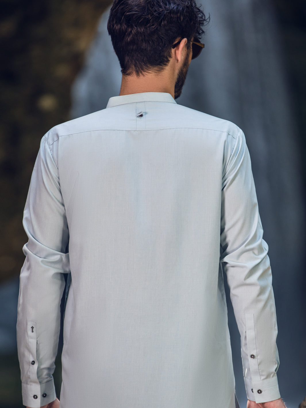 Light Blue Blended Kameez Shalwar - AL-KS-2887