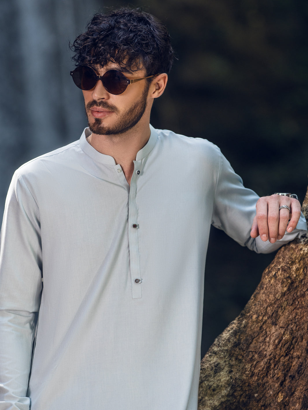 Light Blue Blended Kameez Shalwar - AL-KS-2887