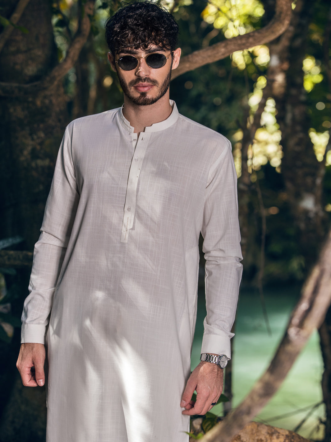 White Blended Kameez Shalwar - AL-KS-2894