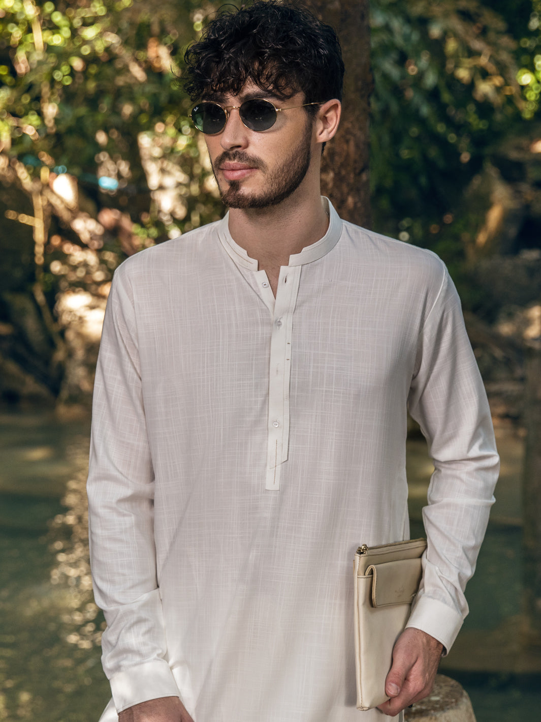 White Blended Kameez Shalwar - AL-KS-2894