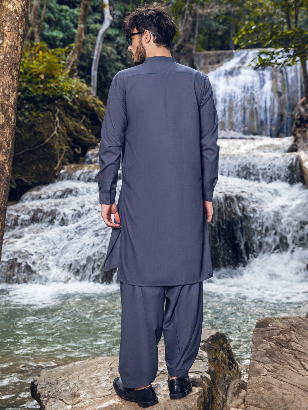 Grey Blended Kameez Shalwar - AL-KS-2896