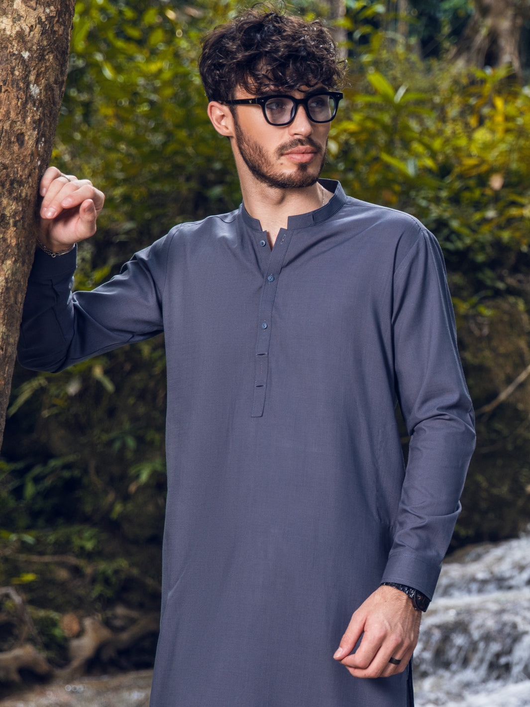 Grey Blended Kameez Shalwar - AL-KS-2896