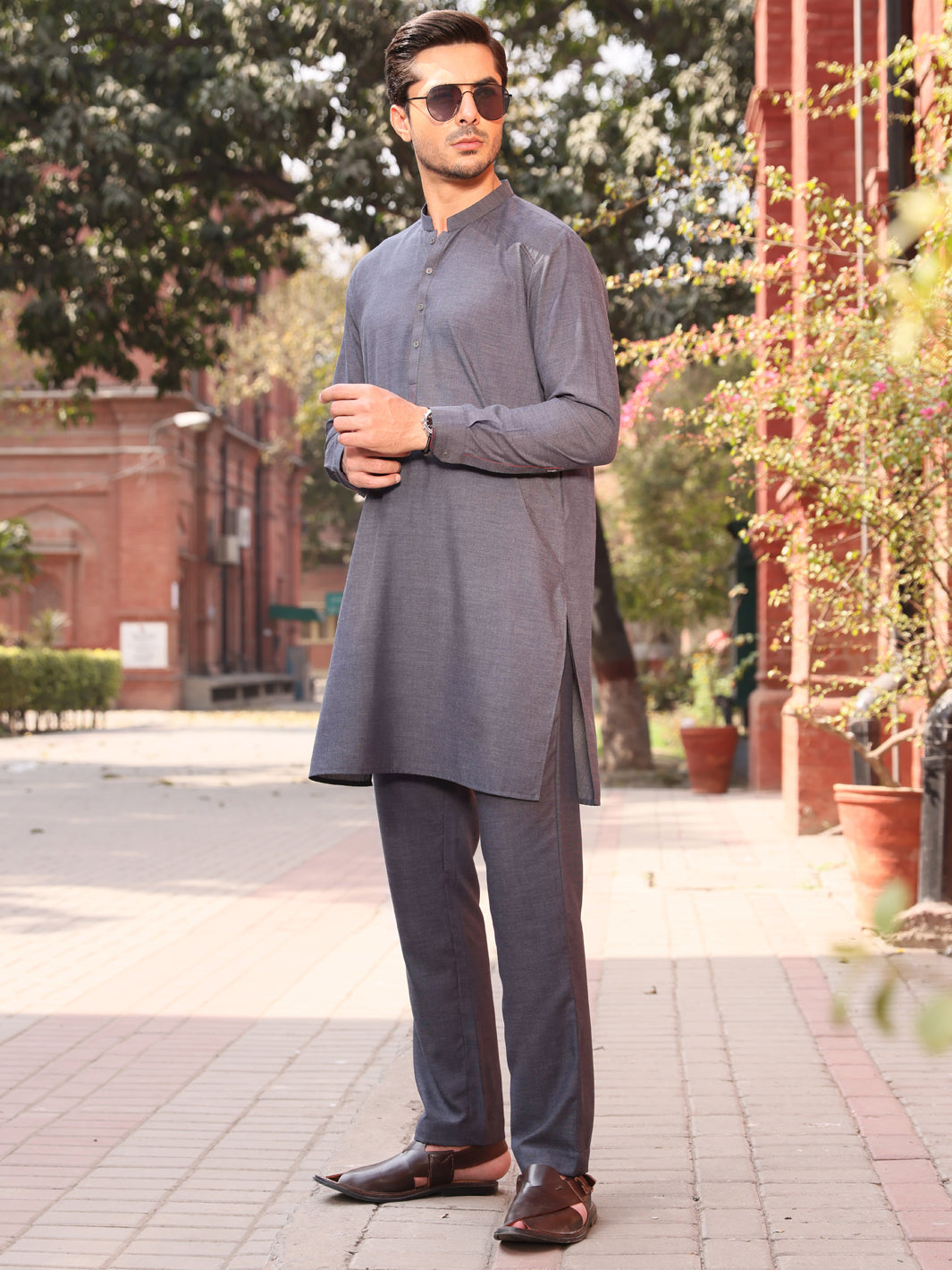 Grey Blended Kurta Trouser - AL-KT-2608