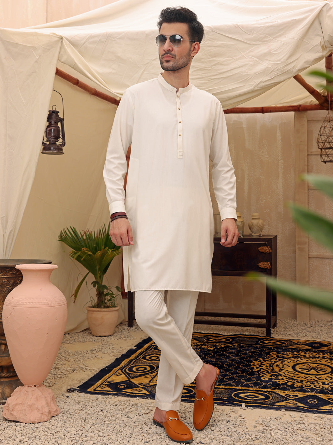 White Blended Kurta Trouser - AL-KT-2623