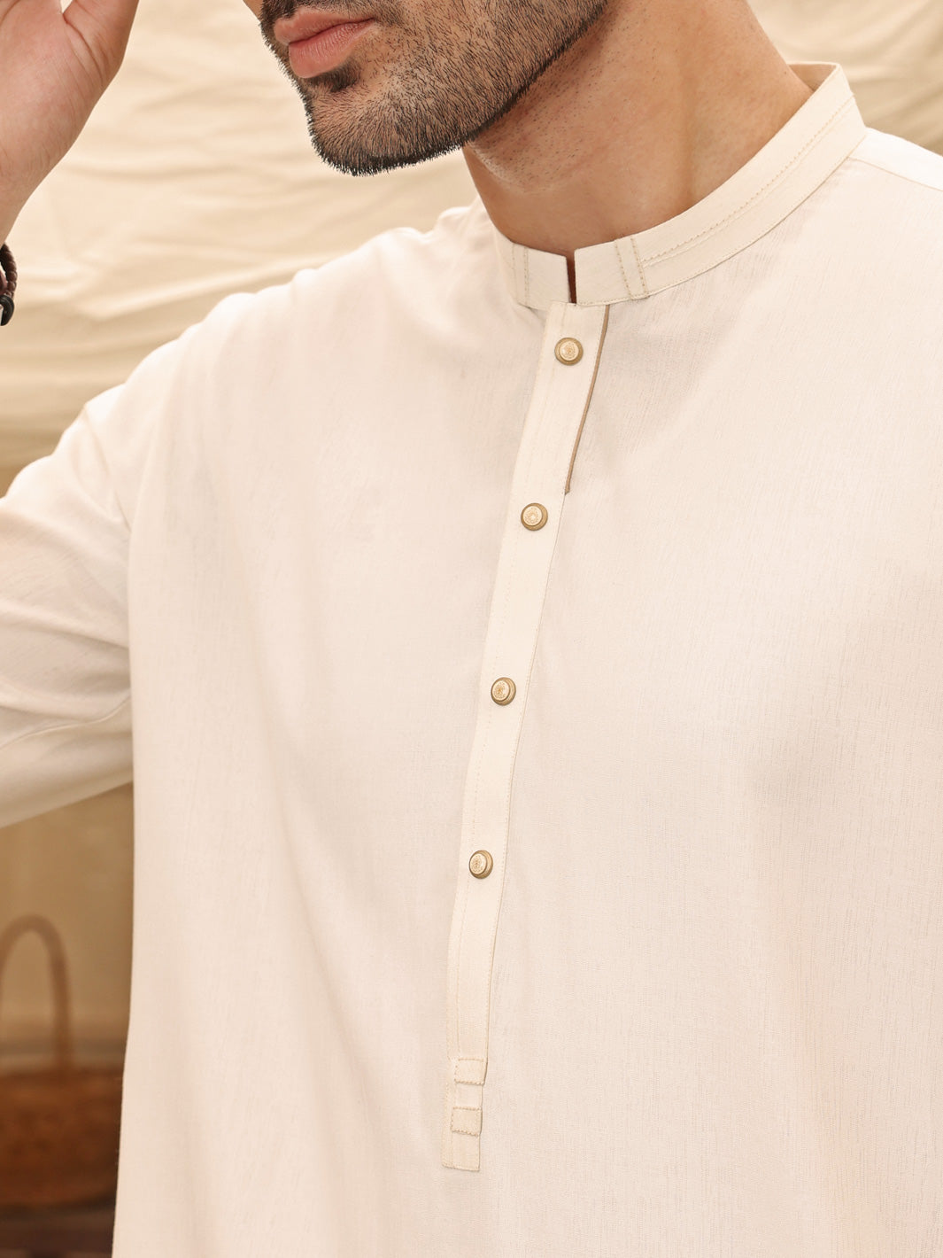 White Blended Kurta Trouser - AL-KT-2623