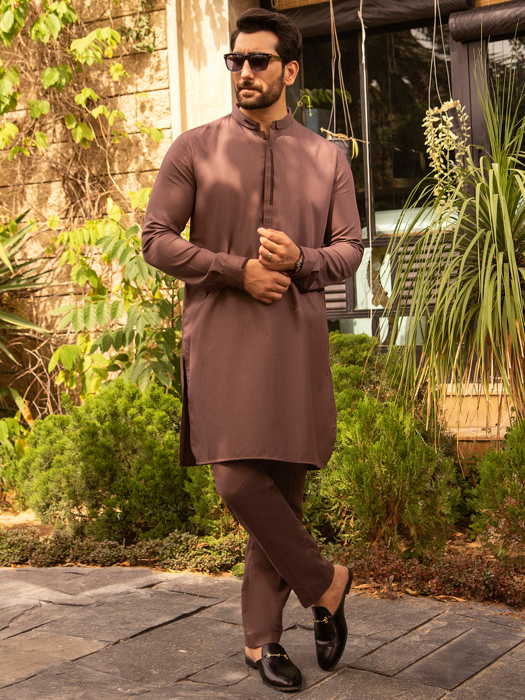 Brown Blended Kurta Trouser - AL-KT-2655