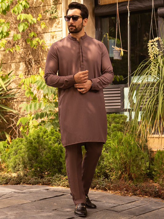 Brown Blended Kurta Trouser - AL-KT-2655
