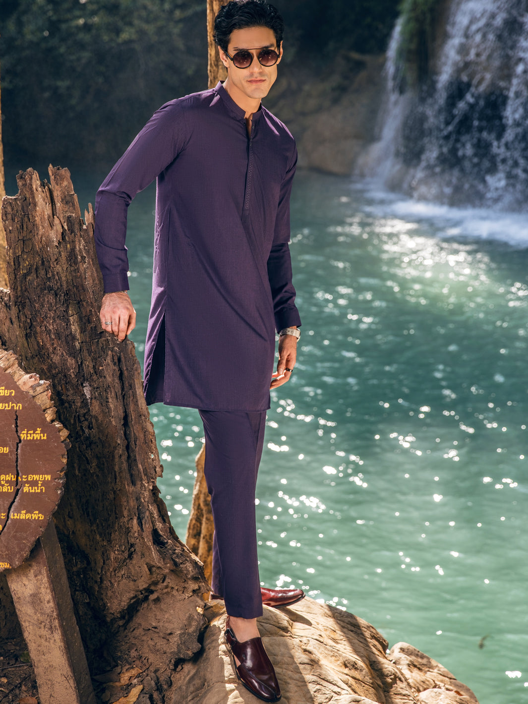Purple Blended Kurta Trouser - AL-KT-2884