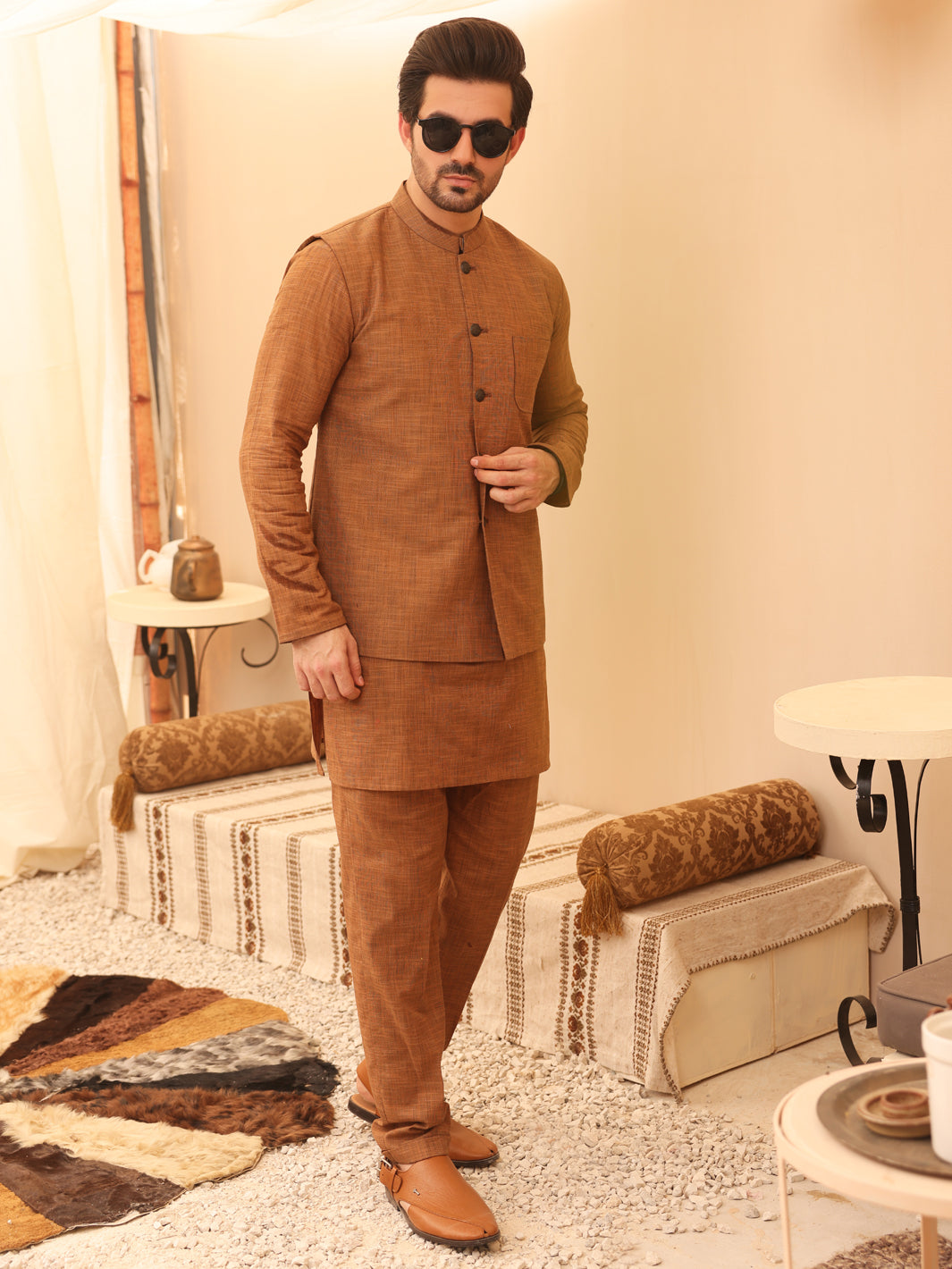 Brown Waistcoat & Kurta Trouser - AL-KWT-003
