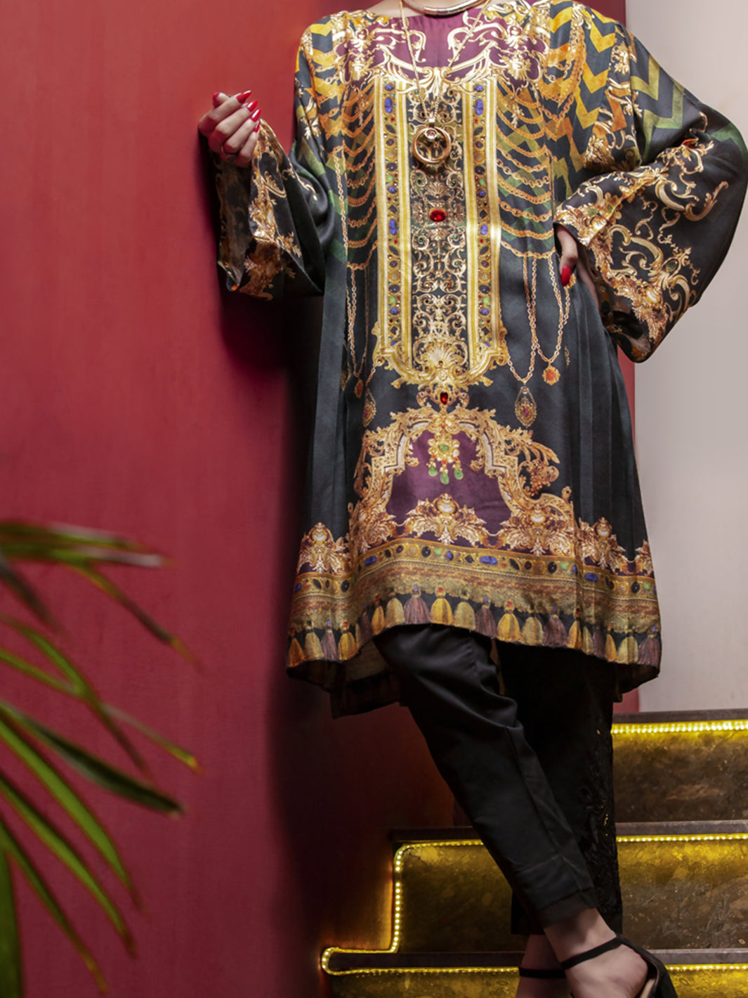 Green Viscose Net Tunic - LK-685