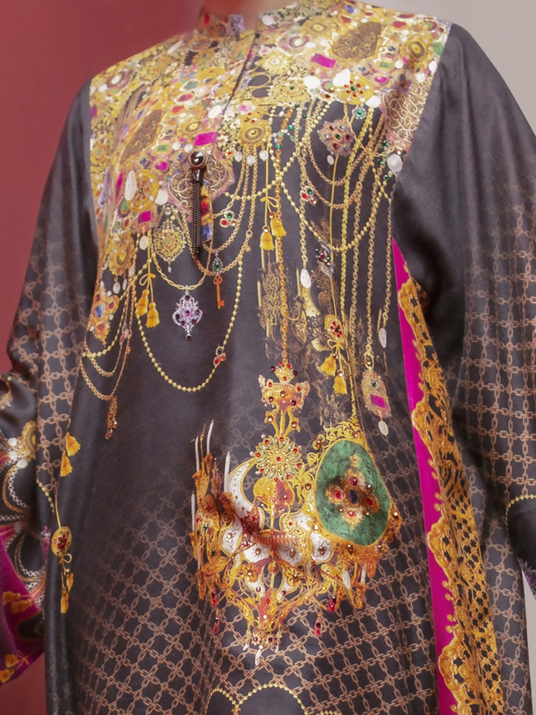 Black Viscose Net Tunic - LK-689