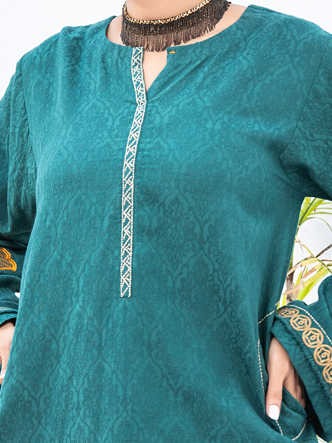 Green Jacquard Tunic - AL-LK-769