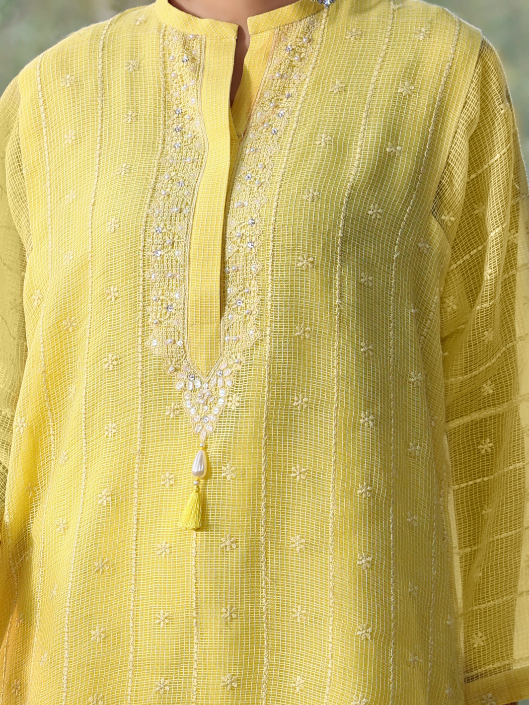 Lime Khaddi Net Tunic - AL-LK-782
