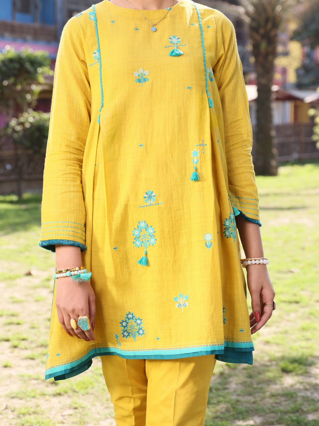 Mustard Dobby Cotton Tunic - AL-LK-790A