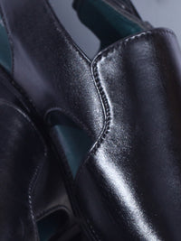 Black Leather Peshawari Chappal - AL-MFW-HC-147
