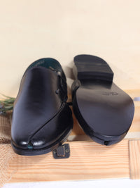 Black Leather Peshawari Chappal - AL-MFW-HC-147