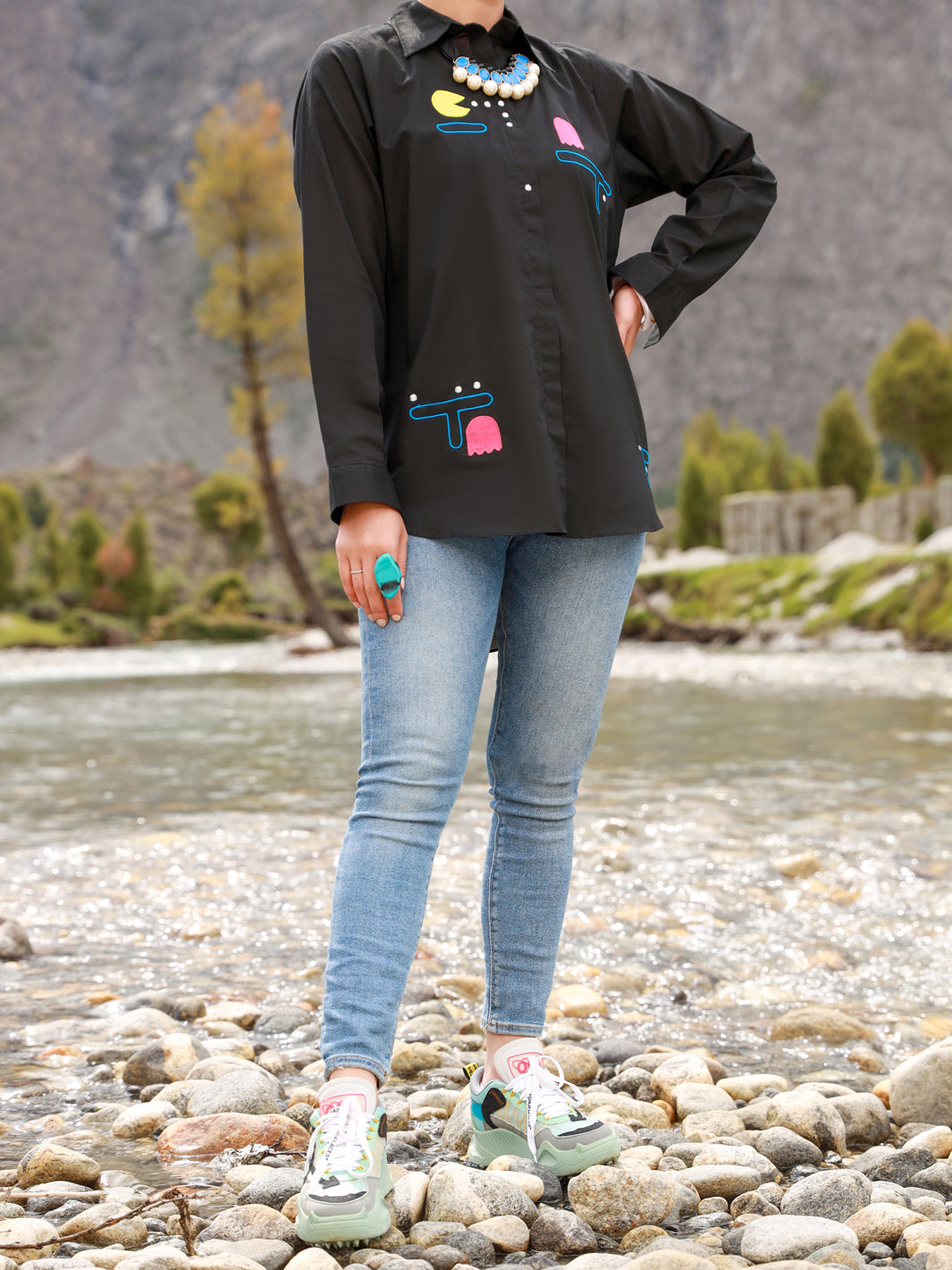 Black Cambric Tunic - AL-LK-849