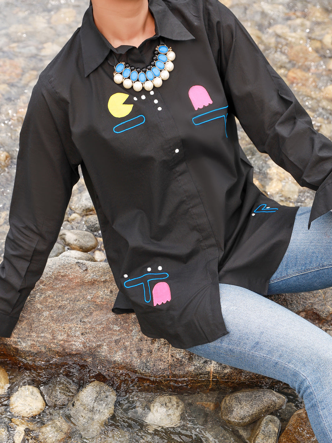 Black Cambric Tunic - AL-LK-849