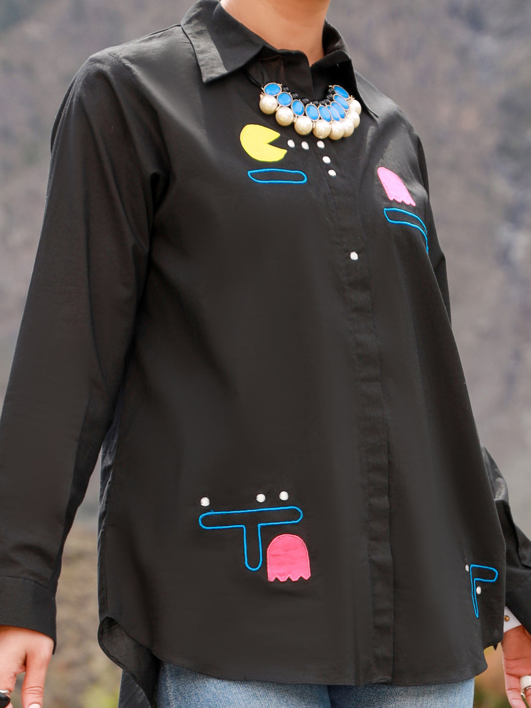 Black Cambric Tunic - AL-LK-849