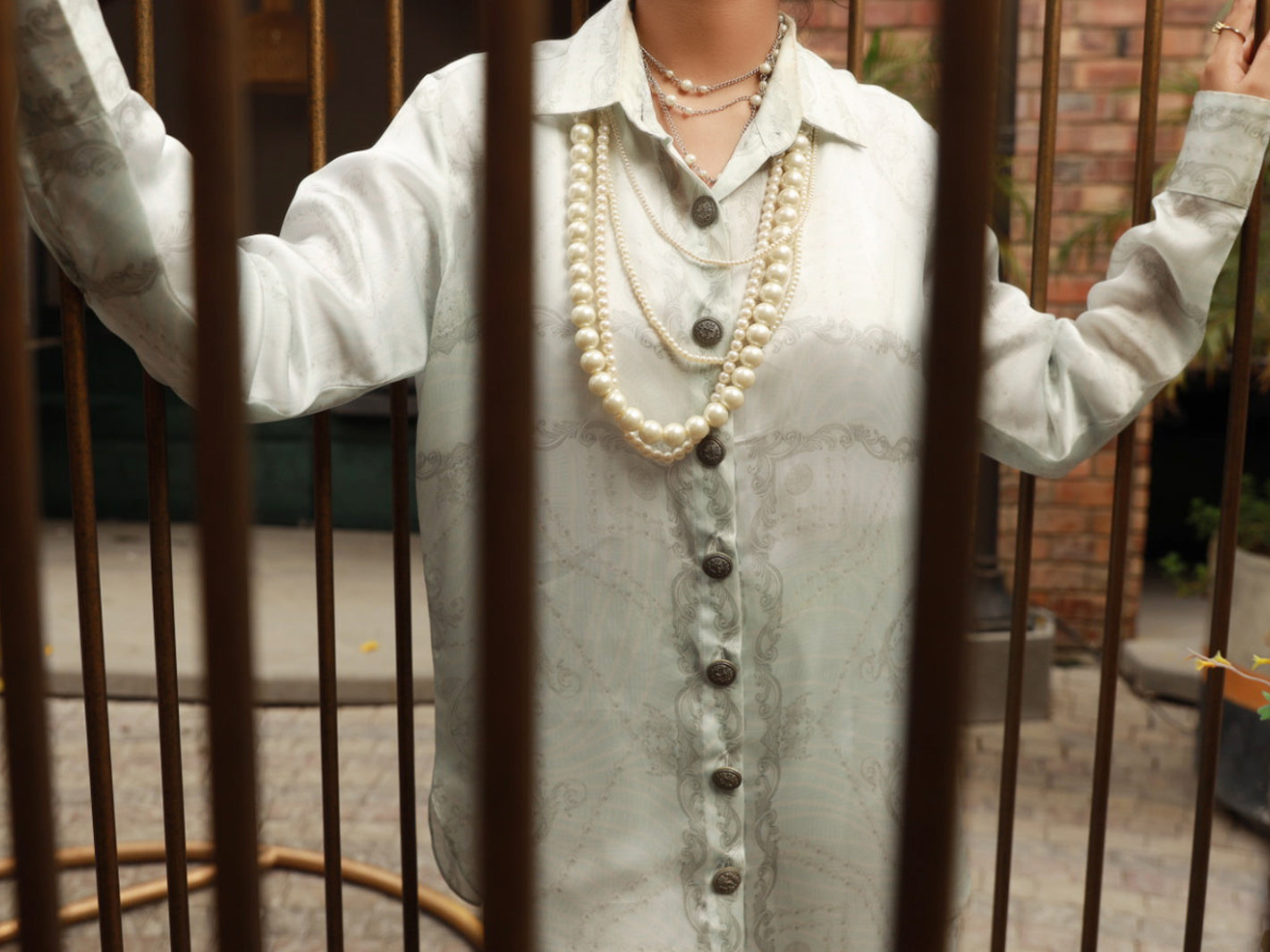 Grey Satin 2Pc Stitched - AL-2PS-LKS-846