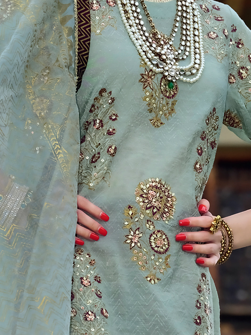 Sea Green Viscose 3 Piece Formal Suit - LS-240