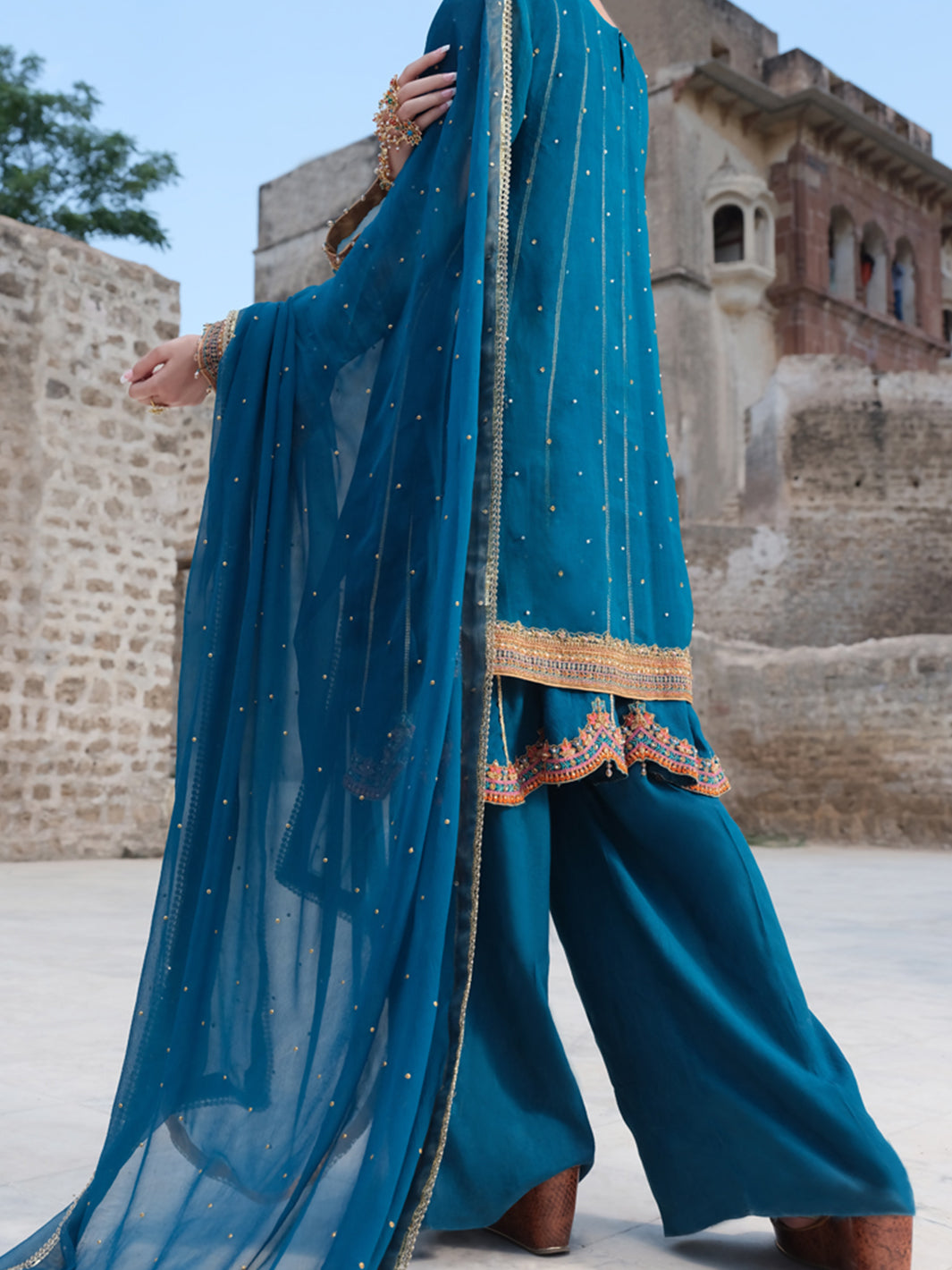 Green Organza 3 Piece Formal Suit - LS-269