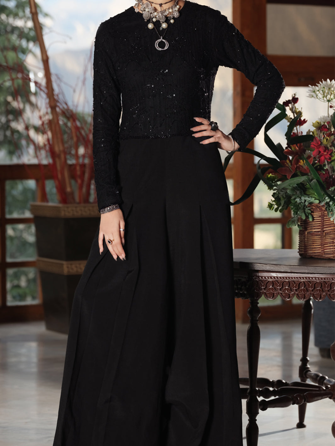 Black Formal Maxi - AL-1PS-LS-278 Almirah Black Formal Maxi - AL-1PS-LS-278 Almirah