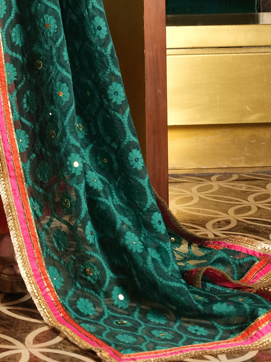 Orange Organza 3 Piece Formal - AL-3PS-LS-286