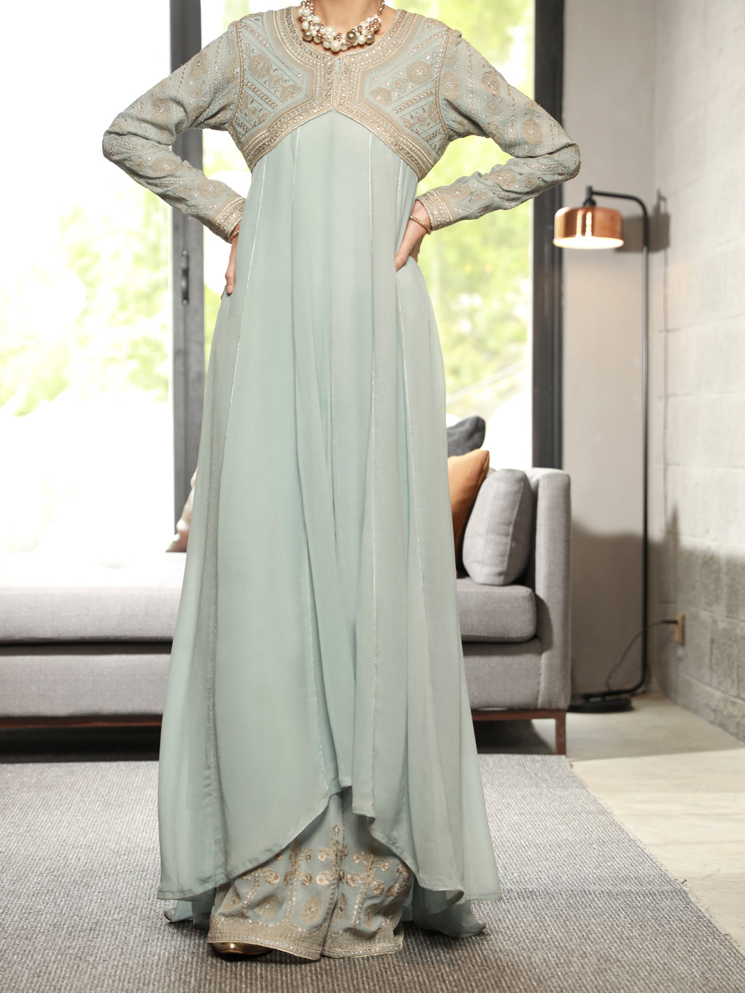 Grey 2 Piece Formal Stitched - AL-2PS-LS-334