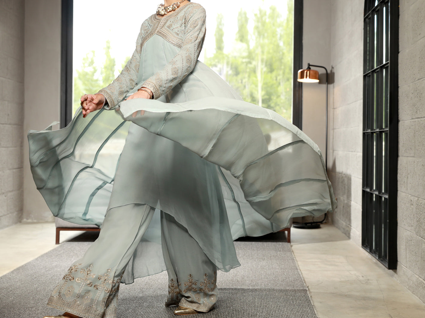 Grey 2 Piece Formal Stitched - AL-2PS-LS-334