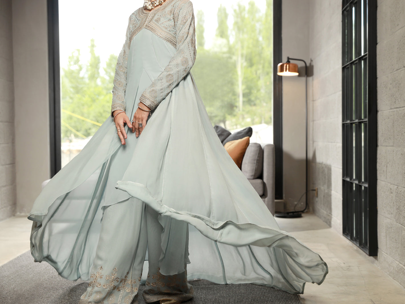 Grey 2 Piece Formal Stitched - AL-2PS-LS-334