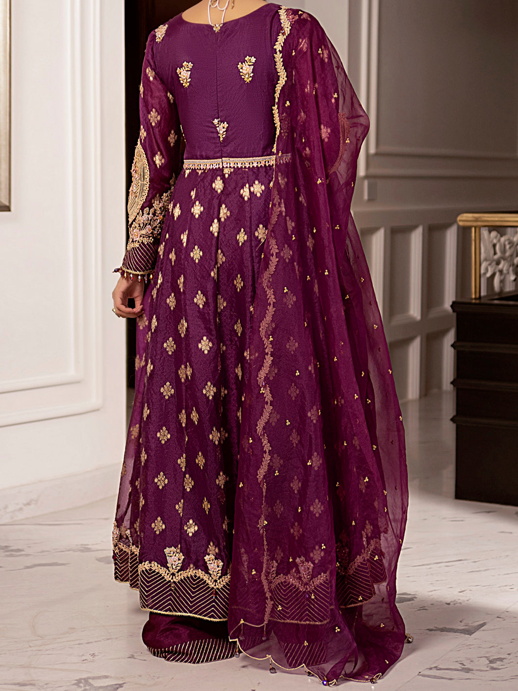 Purple Jacquard-Organza 3Pc Formal Unstitched - AL-3PS-LS-UN-348